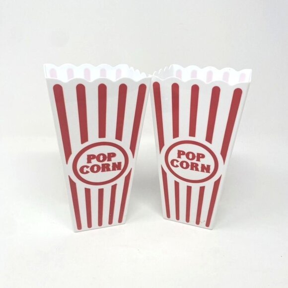 Popcorn Bucket Single Serving Old Time Nostalgic Red White Movies - Picture 1 of 5
